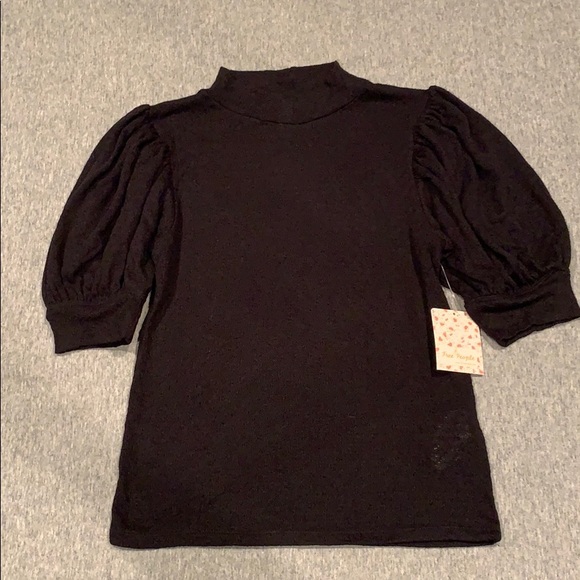 NWT Free People Good Luck Pointelle PuffSleeve Top - Picture 2 of 7